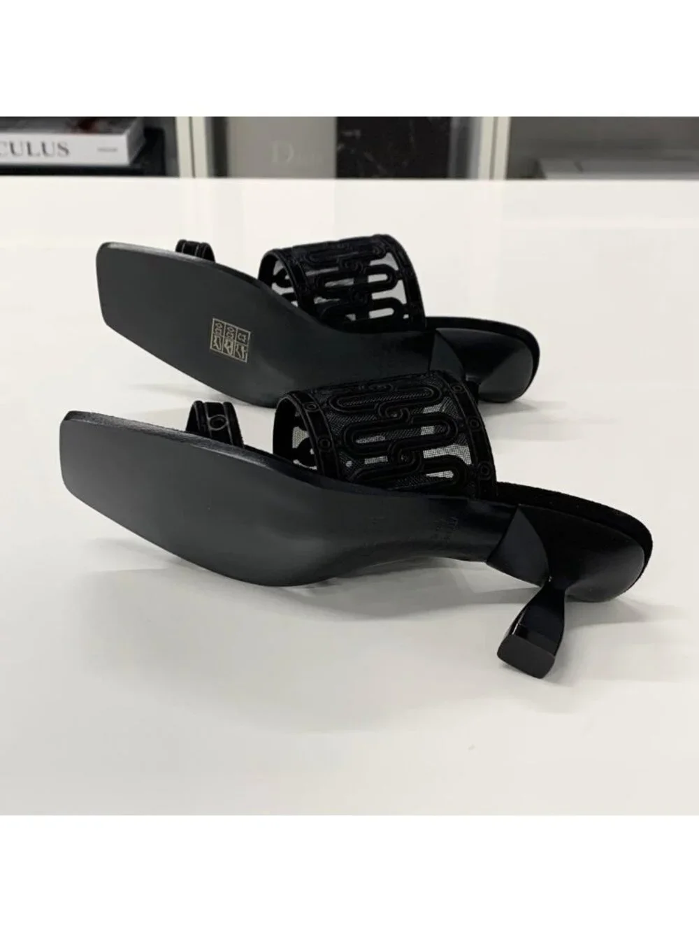 ★SOLD★ Hermes Gioia Suede Mesh Sandals Black - Picture 7 of 11